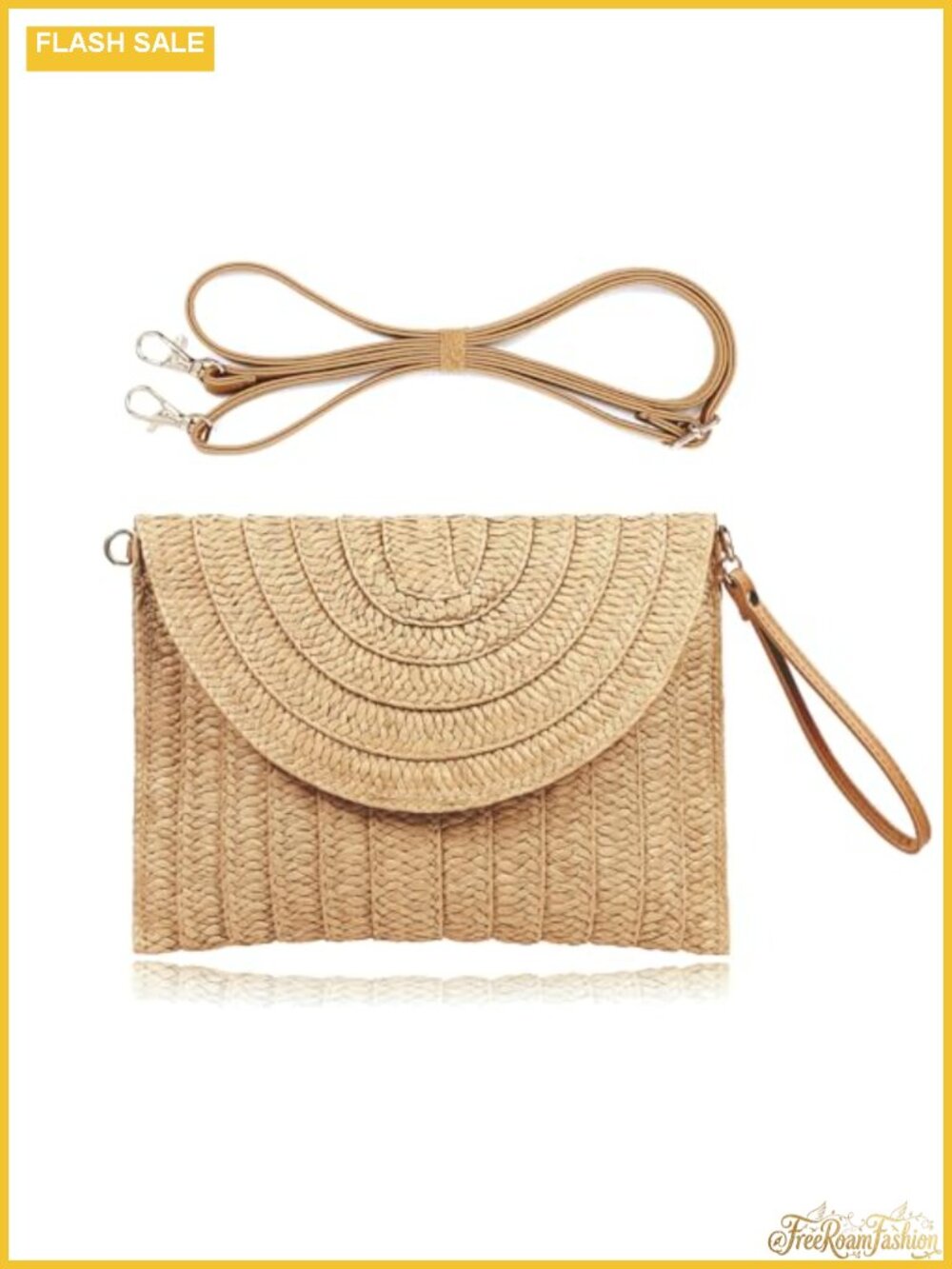 Woven Straw Envelope Clutch Handbag Summer Beach Crossbody Purse